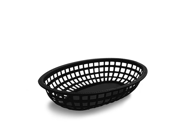 Caledonia CAMESO-N Canasta de plástico para centro de mesa, ovalada color negro