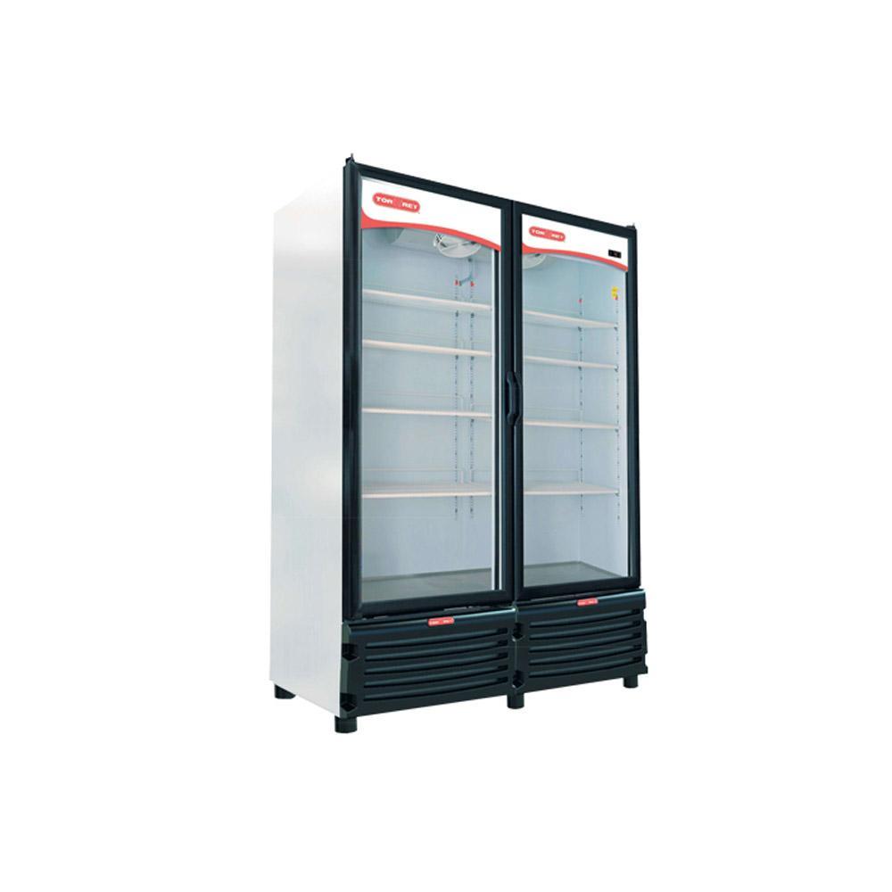 Refrigerador vertical de dos puertas en vidrio
