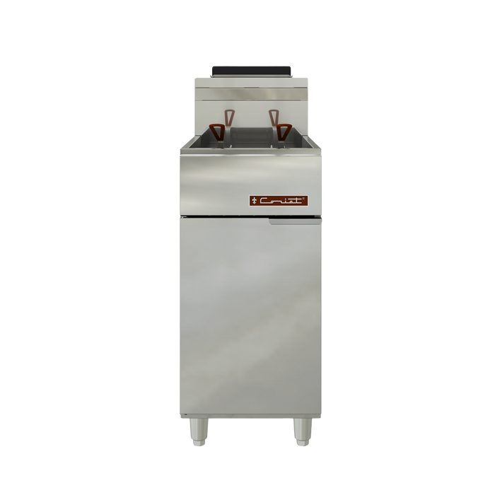 Freidora de Piso a Gas 30 L, 5 Quemadores, 2 Canastillas, Zona Fría Al Fondo Coriat TURBO-30-5Q HD