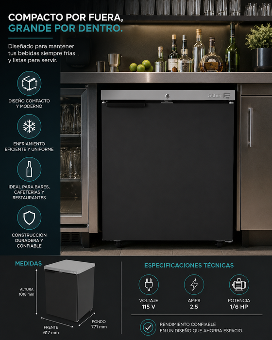 Refrigerador Contrabarra Vinil Negro 1 Puerta 9.6 Pies Asber ABBC-23 HC