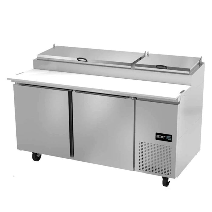 Mesa Refrigerada Para Preparación Pizzas Premium 2 Puertas Acero Inox 20.8 Pies Asber APTP-67 P HC