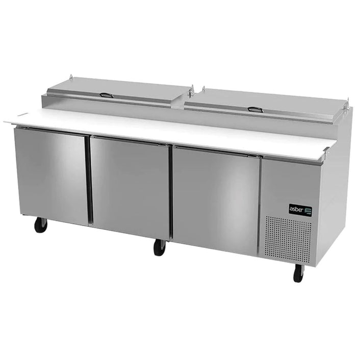 Mesa Refrigerada Para Preparación Pizzas Premium 3 Puertas Acero Inox 30.2 Pies Asber APTP-93 P HC