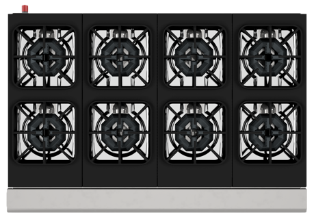 Parrilla a Gas 8 Quemadores Octagonales, 4 Parrillas Superiores Coriat PCV-8 MASTER DE MESA