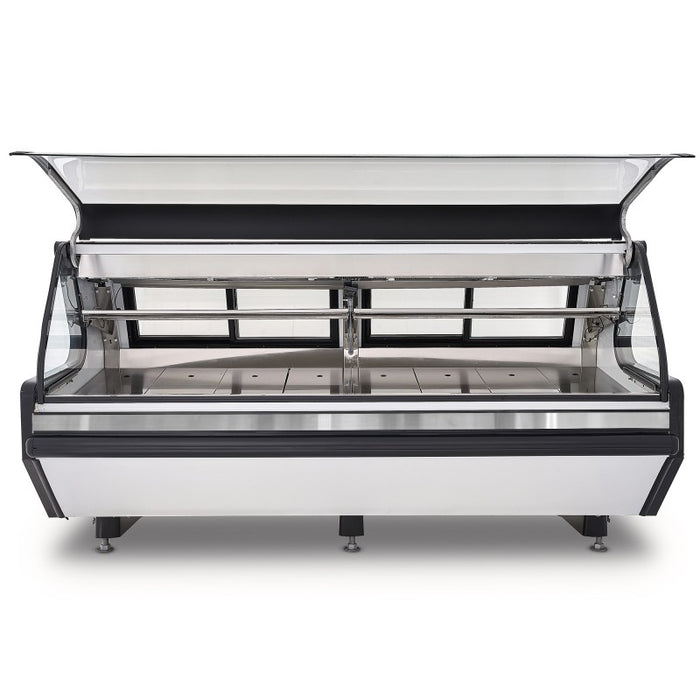 Vitrina Carnicera Tramo Exhibidor Vidrio Frontal Abatible Acero Inox 250cm Torrey TEC250LIFT-AI