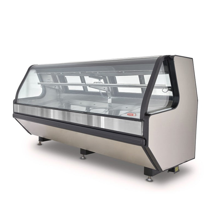 Vitrina Carnicera Tramo Exhibidor con Ventanas Laterales 100% Acero Inox 250cm Torrey TEC250INOX