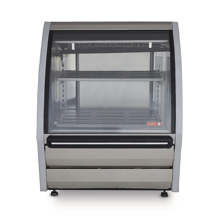 Vitrina Exhibidora Vidrio Curvo 91.5cm Acero Inox Torrey DRD3-AI