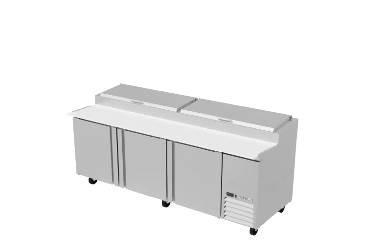 Mesa Refrigerada Para Preparación Pizzas Premium 3 Puertas Acero Inox 30.2 Pies Asber APTP-93 P HC