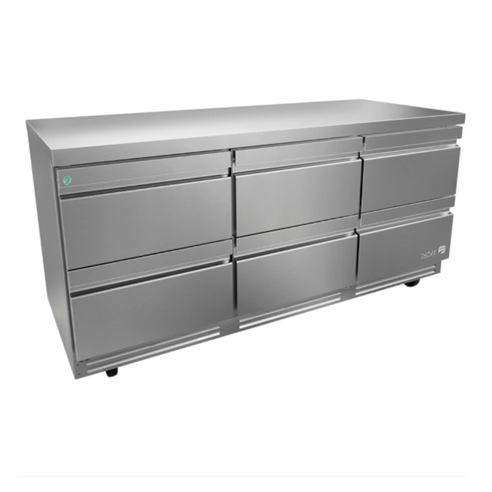Mesa Refrigerada Bajo Mostrador Premium 6 Cajones Acero Inox 25.4 Pies Asber AUTR-72-D6 P HC