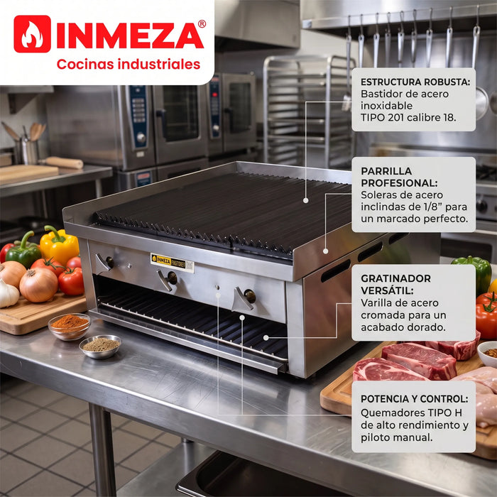 Asador Radiante a Gas LP 3 Quemadores Mediano INMEZA FACTORY ASMRI LP