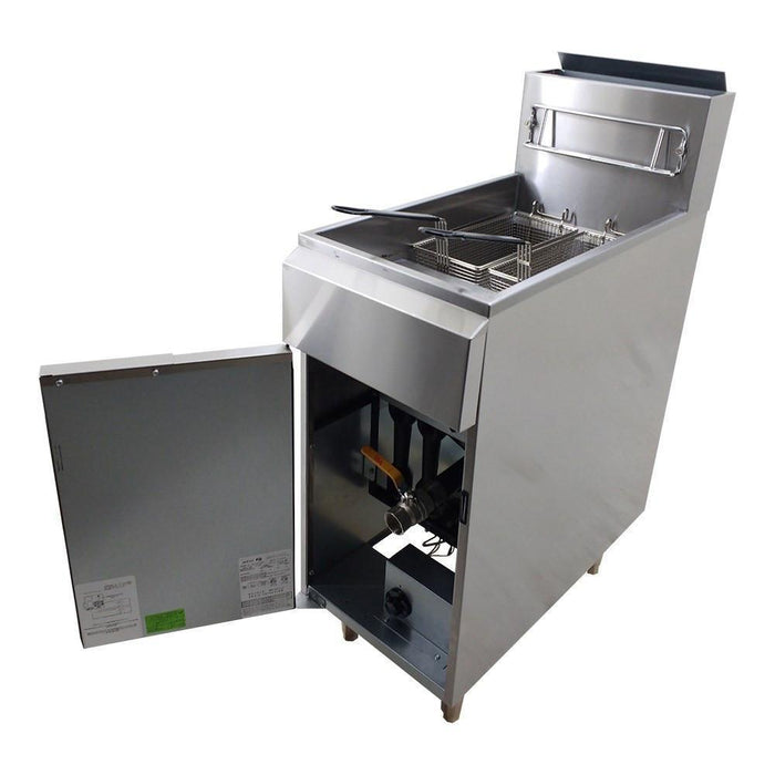 Freidora A Gas 1 Tina 3 Quemadores Acero Inoxidable Asber AEF-4050-S-E