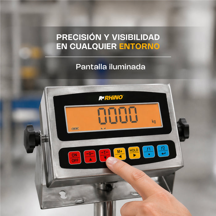 Báscula de Plataforma a Prueba de Agua 200 Kg con Indicador Rhino BAPAG-200-IND