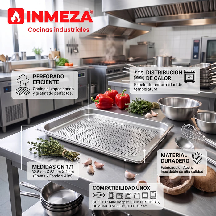 Bandeja en Acero Inoxidable GN 1/1, GN 2/1 STEEL.65 Unox TG825