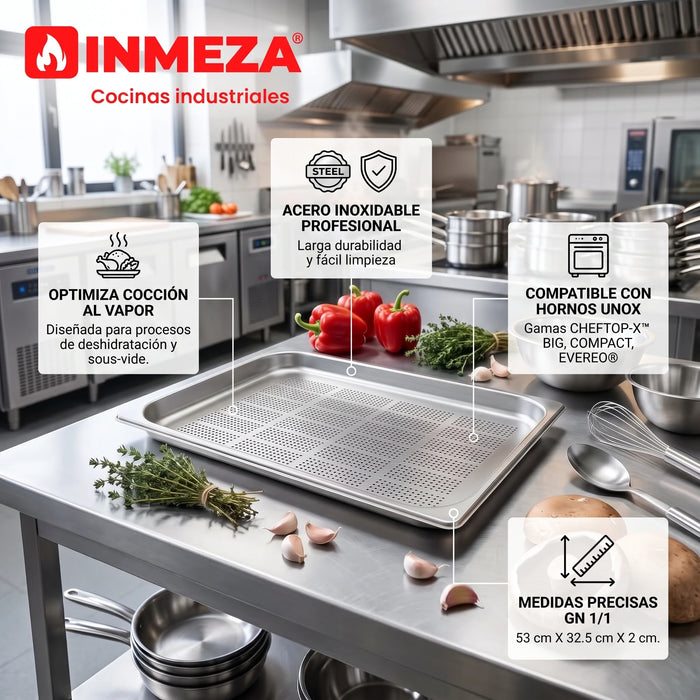 Bandeja en Acero Inoxidable Perforada GN 1/1, GN 2/1 FORO.STEEL20 Unox TG810