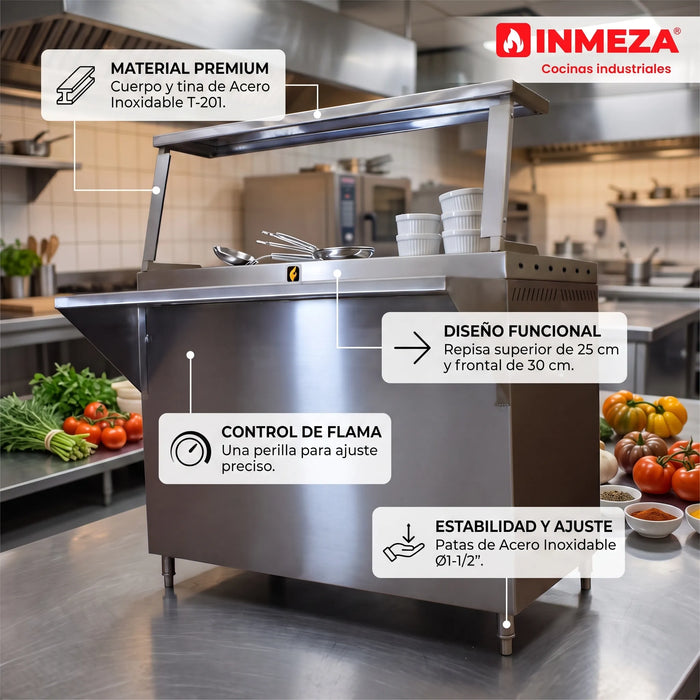 Baño María Con Gabinete a Gas LP 3 Enteros INMEZA FACTORY BMG3 LP