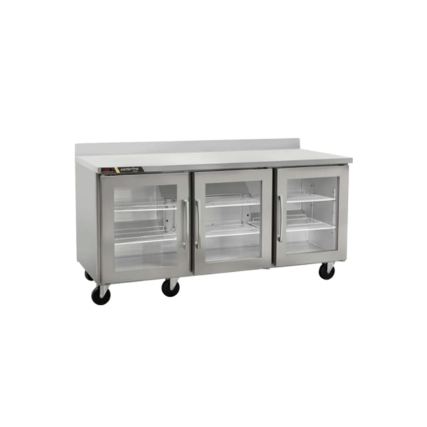 Centerline CLUC-72R-GD-WT 72″ Refrigerador bajo barra, puertas de cristal, mesa de trabajo