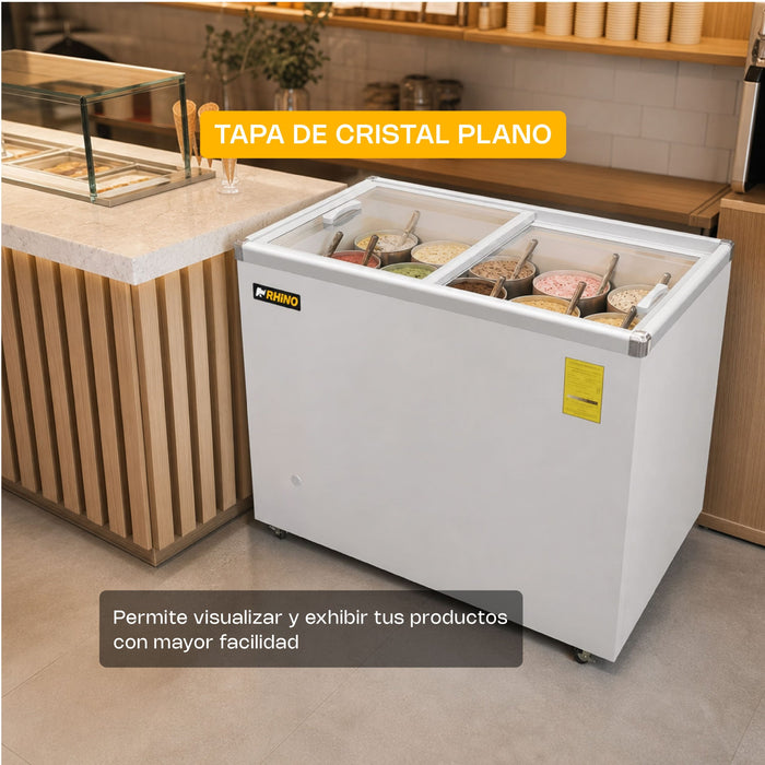 Congelador Tapa de Cristal Plano 7 Pies Rhino CONGECRI-7P