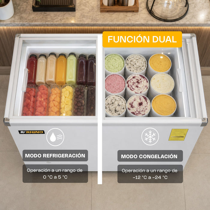 Congelador Tapa de Cristal Plano 7 Pies Rhino CONGECRI-7P