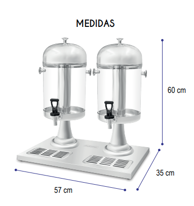 Dispensador 2 Cilindros de Bebidas 16 L Caledonia DISJU-16