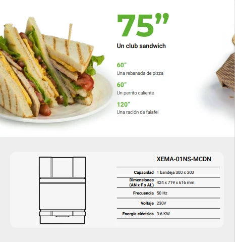 Horno Convección y Cocción Acelerada Eléctrico 1 Bandeja 30x30 cm SPEED.Compact™ ECO  Unox XEMA-01NS-MCDS-AL