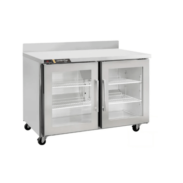 Centerline CLUC-48R-GD-WTLR 48″ Refrigerador bajo barra, puertas cristal, mesa de trabajo.