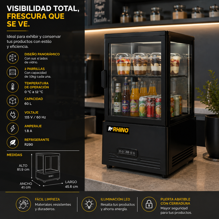 Vitrina Refrigerada Vertical Panorámica 60L Rhino VIVEPA-2