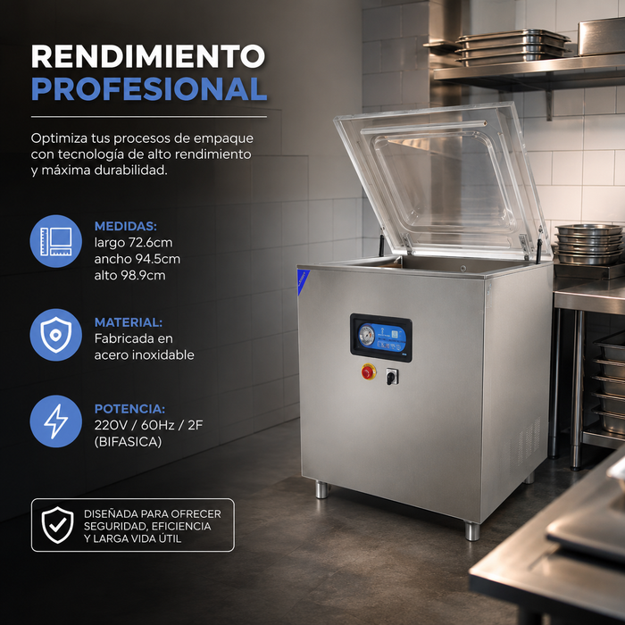 Empacadora Al Vacío De Piso Con Toma Para Inyeccion De Gas 80 X 1 Cm 2,400W 220V Migsa DZQ-800B (GAS)