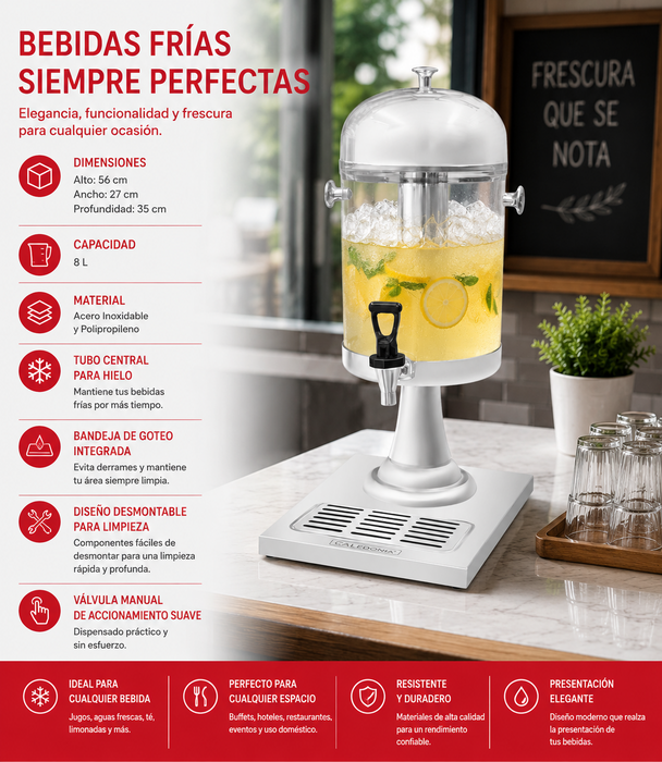 Dispensador Cilíndrico de Bebidas 8 L Caledonia DISJU-8