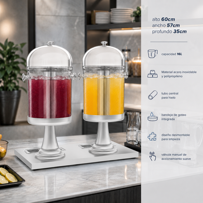 Dispensador 2 Cilindros de Bebidas 16 L Caledonia DISJU-16