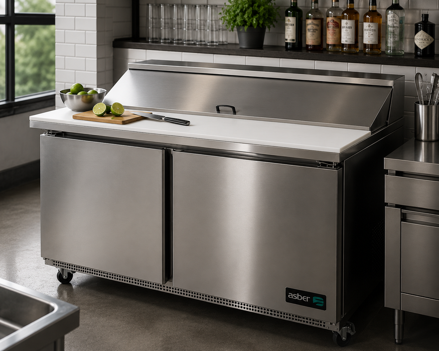 Mesa Refrigerada Para Preparación Ensaladas 2 Puertas Acero Inox 16.8 Pies Asber APTS-60-16 HC