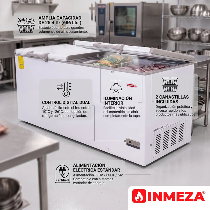 Congelador Horizontal 2 Tapas 25.4 Pies Torrey CHTC-255D
