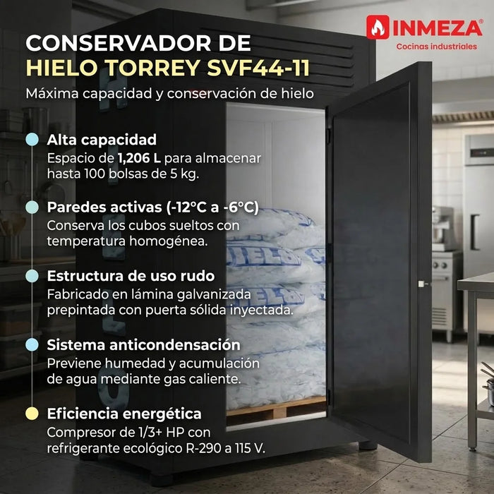 Conservador de Hielo Negro 100 Bolsas 5kg Torrey SVF44-I1 N