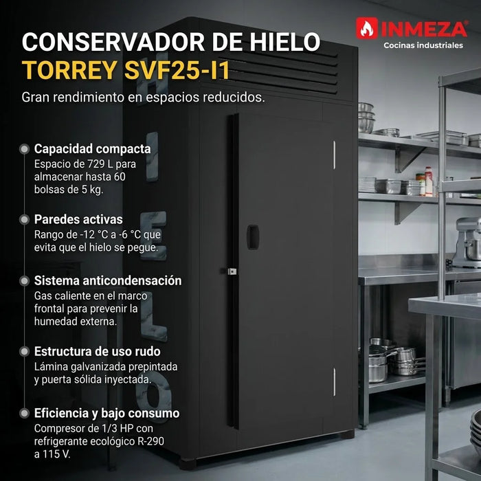 Conservador de Hielo Negro 60 Bolsas 5kg Torrey SVF25-I1 N