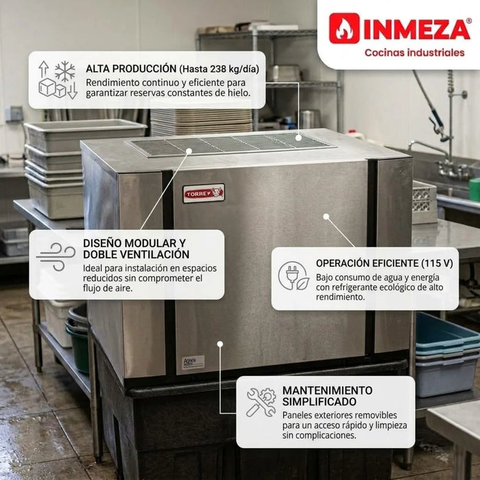 Fábrica Hielo Cubo 238kg/24hr Torrey MHC235/517MA1-90
