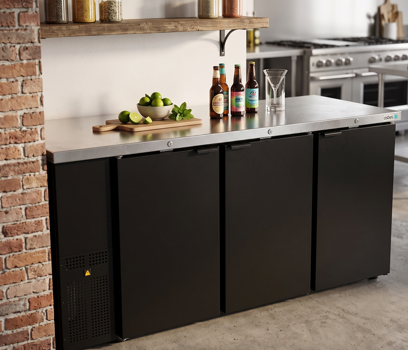 Refrigerador Contrabarra Vinil Negro 3 Puertas 18.3 Pies Asber ABBC-24-72 HC