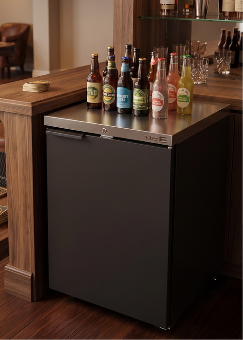 Refrigerador Contrabarra Vinil Negro 1 Puerta 9.6 Pies Asber ABBC-23 HC