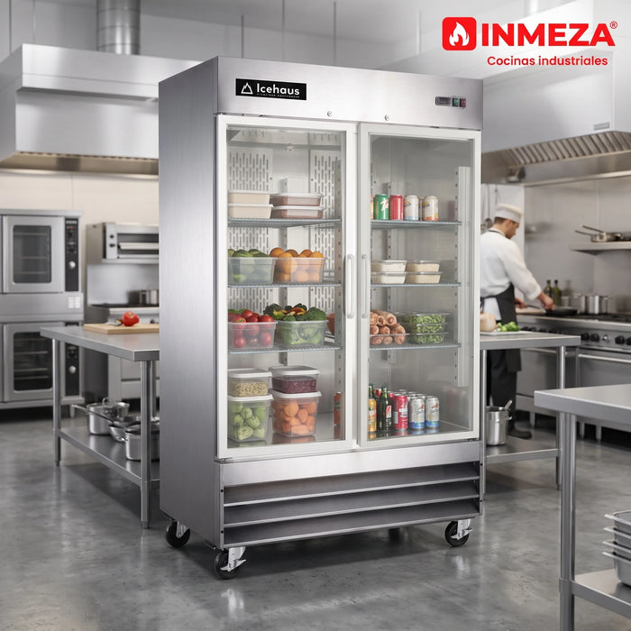 Refrigerador 2 Puertas De Cristal 41 Pies Icehaus RV-2PC-SS-01