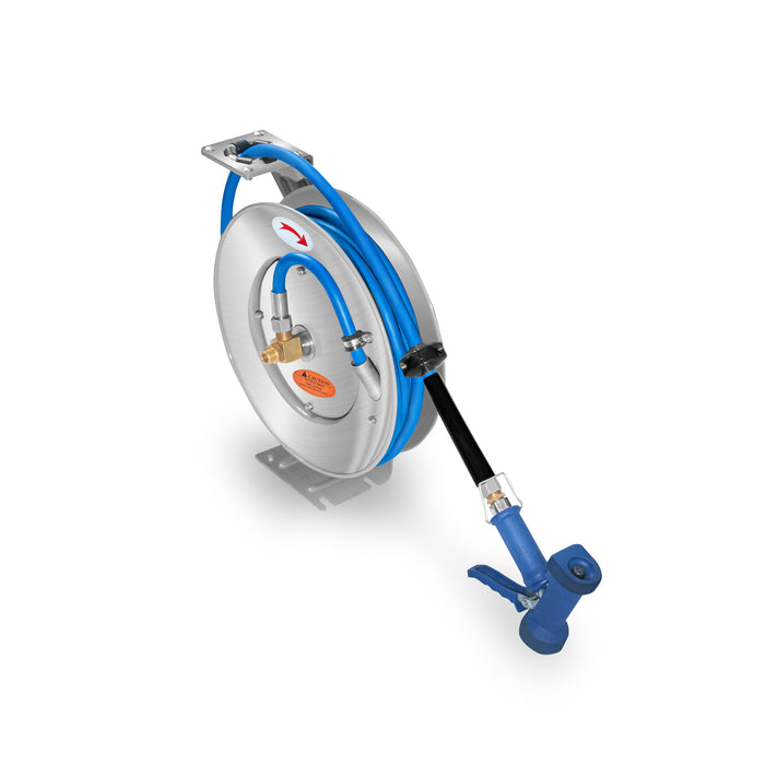 Manguera con Pistola y Carrete Retráctil de Acero Inox Rhino MAPCA-10X