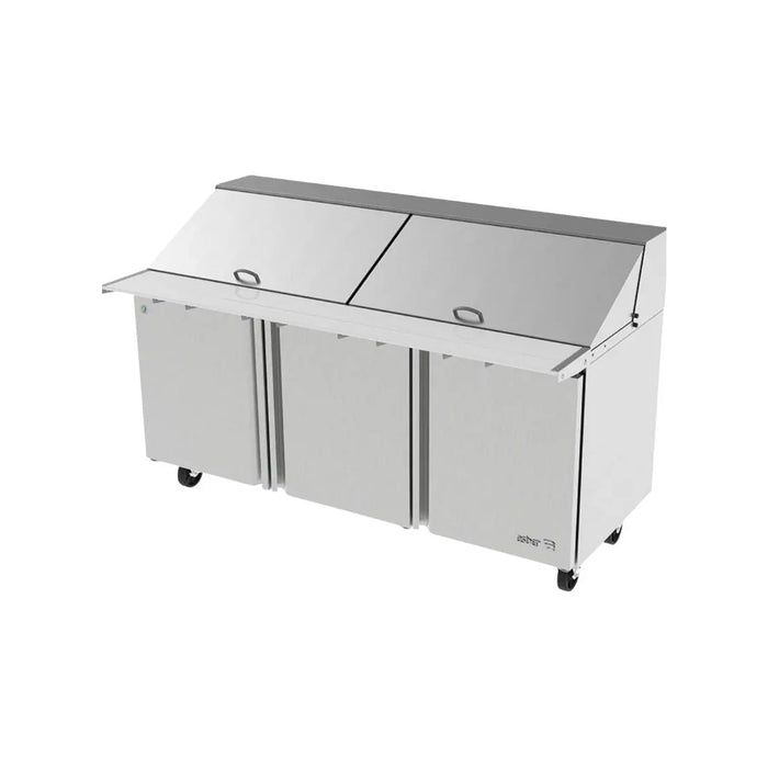 Mesa Refrigerada Para Preparación 3 Puertas Acero Inox 20.6 Pies Asber APTM-72-30 HC