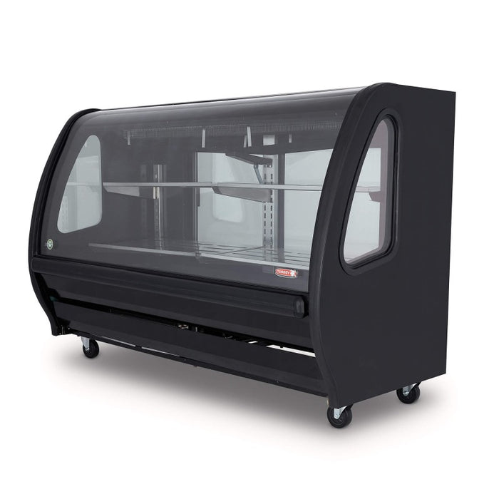 Vitrina Exhibidora Panorámica Vidrio Curvo Negra 191cm Torrey TEM200N