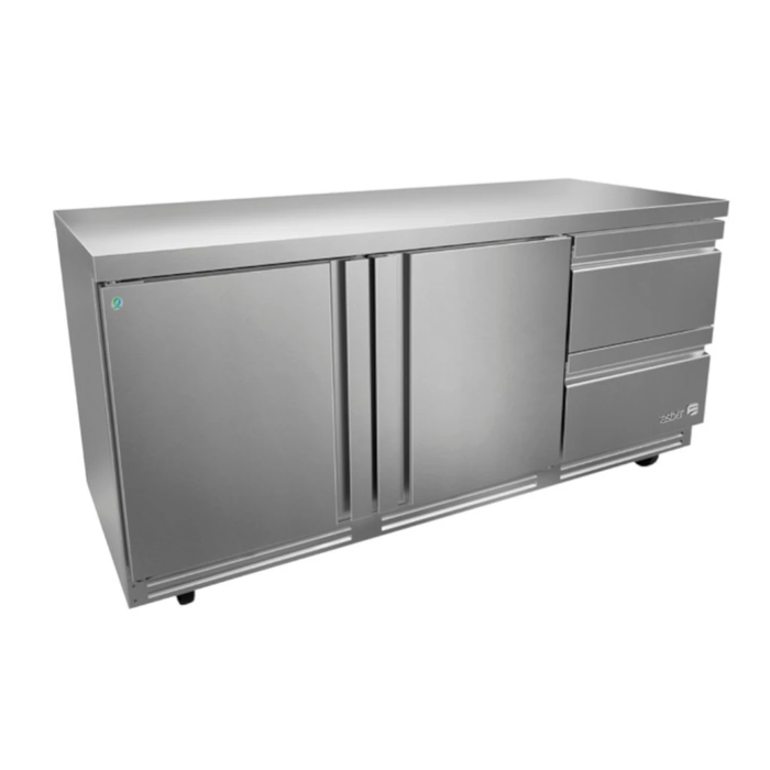 Mesa Refrigerada Bajo Mostrador Premium 2 Puertas 2 Cajones Acero Inox 25.4 Pies Asber AUTR-72-D2 P HC