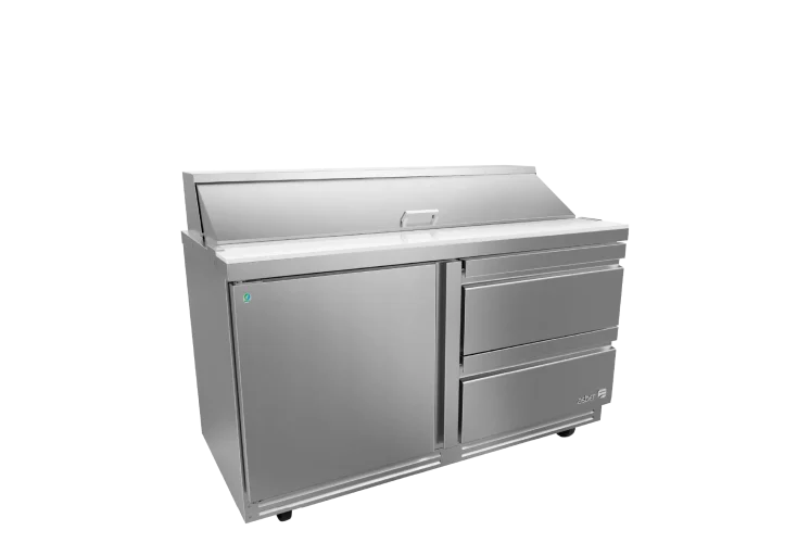 Mesa Refrigerada Para Preparación Ensaladas Premium 1 Puerta 2 Cajones Acero Inox 16.7 Pies Asber APTS-48-12-D2 P HC