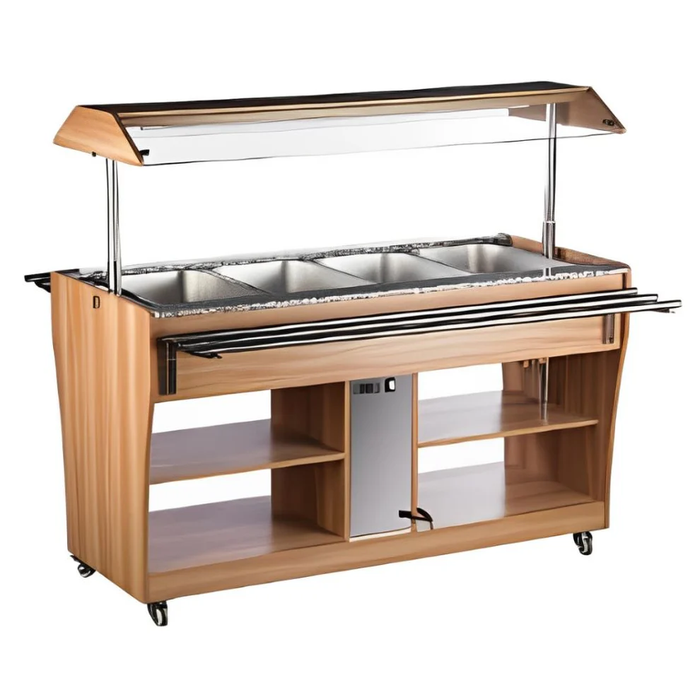 Mesa Buffetera Caliente Movil 4 Insertos Enteros 2,000W Migsa RTR-1490L