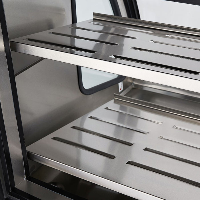 Vitrina Exhibidora Vidrio Curvo 91.5cm Acero Inox Torrey DRD3-AI