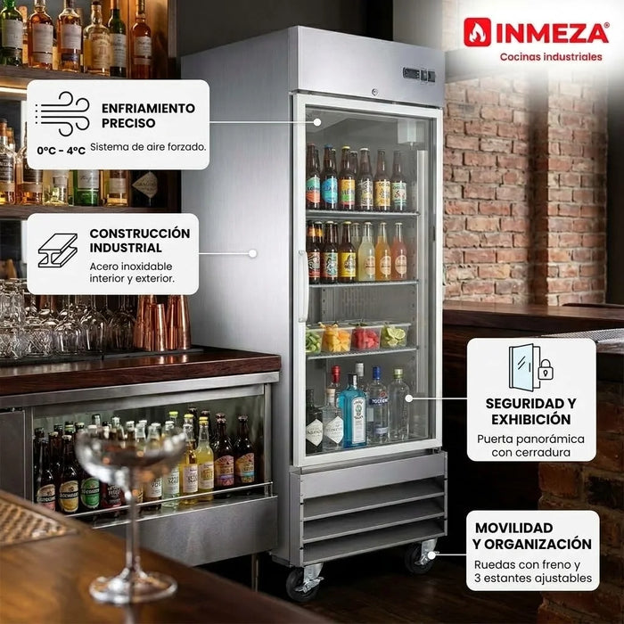 Refrigerador 1 Puerta De Cristal 20.5 Pies Icehaus RV-1PC-SS-01