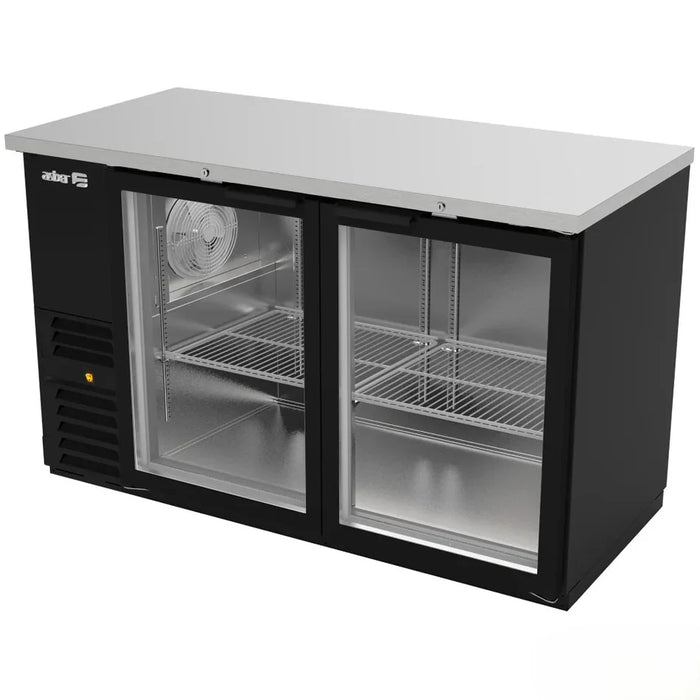Refrigerador Contrabarra Vinil Negro 2 Puertas Cristal Deslizables 15.3 Pies Asber ABBC-24-60-G SD HC