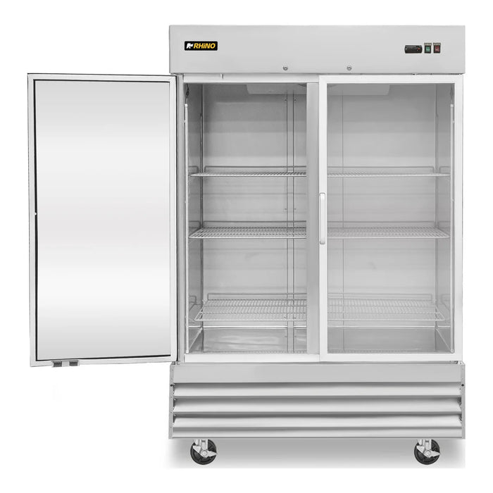 Refrigerador Vertical Acero Inox Puerta de Cristal 47 Pies Rhino REVECRI-47