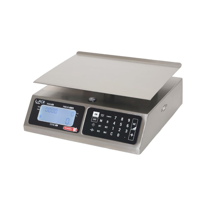 Báscula Digital Memorias de Precios, Funcion de Caja Regitradora, Conexión USB, Acero Inox 20kg Torrey LPCR20-N-USB