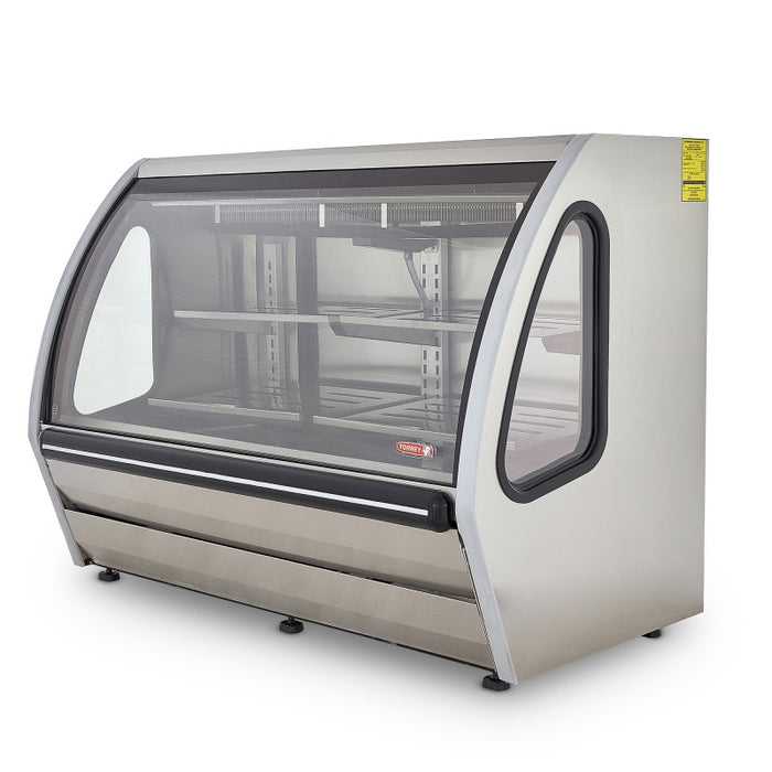 Vitrina Exhibidora Vidrio Curvo 152cm Acero Inox Torrey DRD5-AI