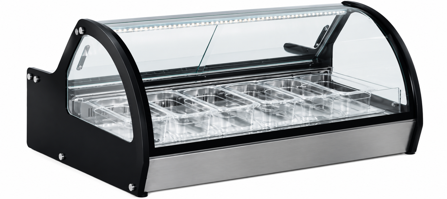 Vitrina Exhibidora De Helados De 6 Insertos Sobre Mostrador 780W 110V Migsa RTD-122L-1