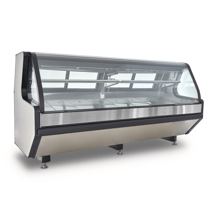 Vitrina Carnicera Tramo Exhibidor con Ventanas Laterales 100% Acero Inox 250cm Torrey TEC250INOX